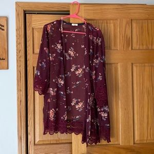 Mason and Belle Burgundy Kimono